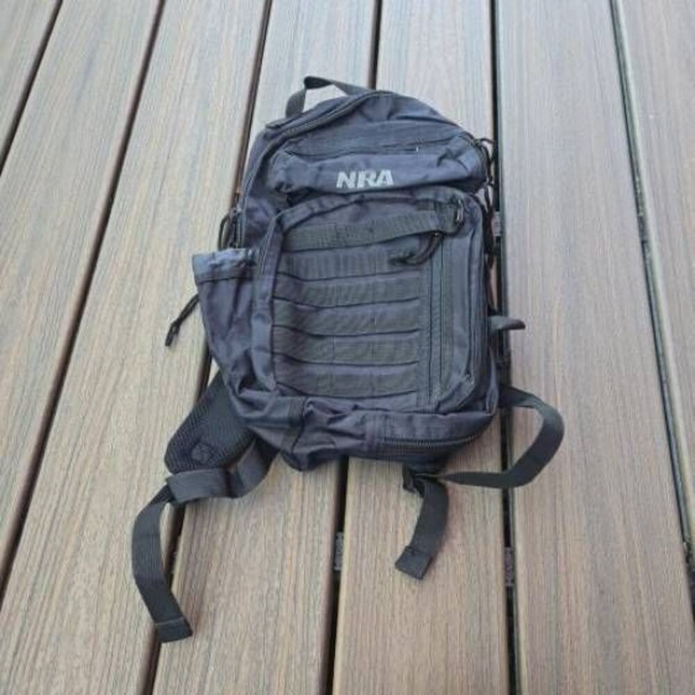 NRA Black Nylon Tactical Backpack great Pockets Embroidered Logo black